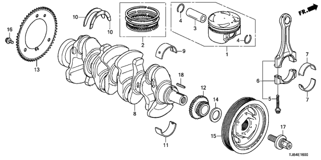 2021 Acura RDX Ring Set, Piston (Over Size) (0.25) Diagram for 13021-6B2-A01