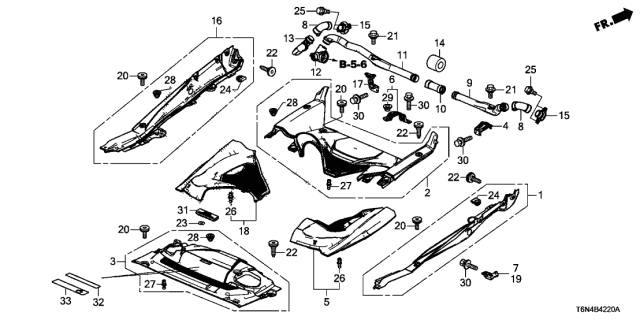 2020 Acura NSX Cover, Driver Side Engine Gutter Diagram for 74761-T6N-A00