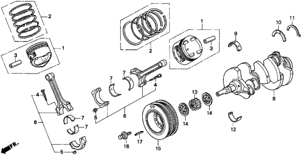 1998 Acura TL Pulley, Timing Belt Drive Diagram for 13621-PY3-000