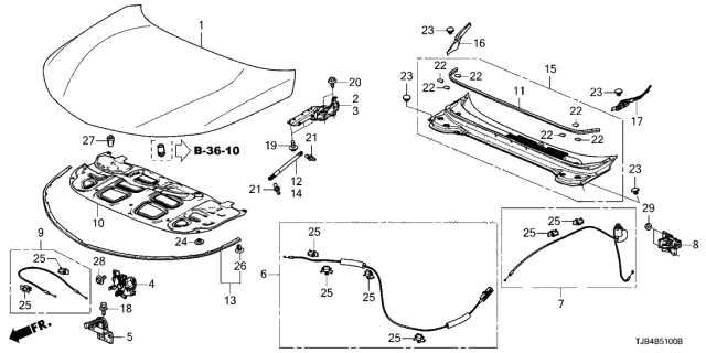 2021 Acura RDX Front Cowl Top Assembly Diagram for 74200-TJB-A01