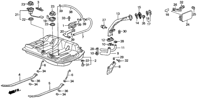 1989 Acura Integra Band, Passenger Side Fuel Tank Mounting Diagram for 17521-SD2-010