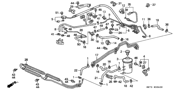1993 Acura Integra P.S. Hoses - Pipes Diagram