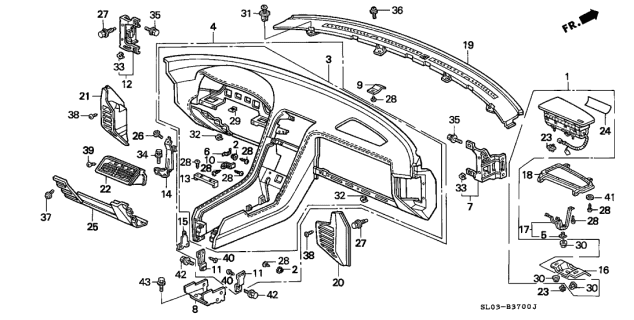 1991 Acura NSX Panel, Instrument (Real Black) Diagram for 77101-SL0-A01ZC