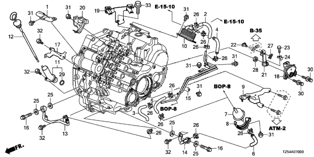 2014 Acura MDX Stay, Transmission Harness Diagram for 32741-5J6-A50