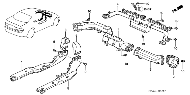 2006 Acura TSX Duct Assembly, Instrument Air Conditioner Diagram for 77400-SEC-A01