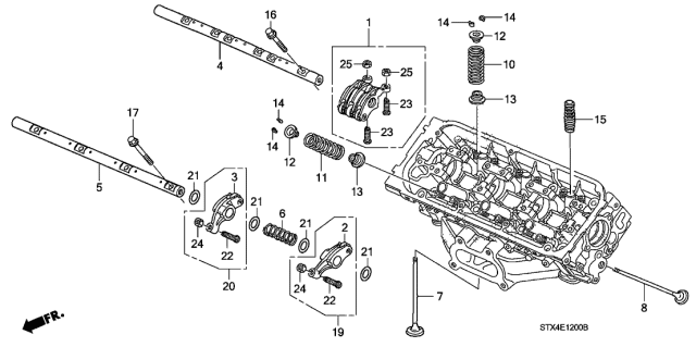 2007 Acura MDX Intake Rocker Arm Assembly Diagram for 14620-P8A-A01