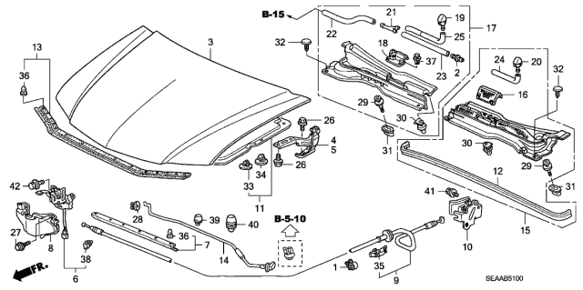2008 Acura TSX Hood Lock Assembly Diagram for 74120-SEA-E13