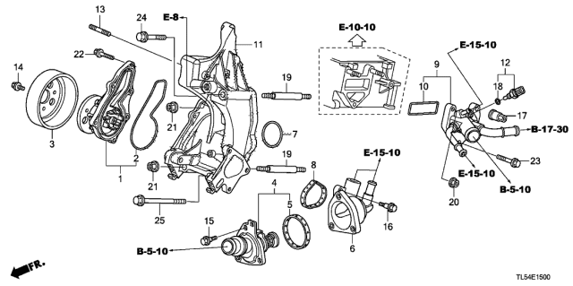 2011 Acura TSX Thermostat Case Diagram for 19320-RAA-A01