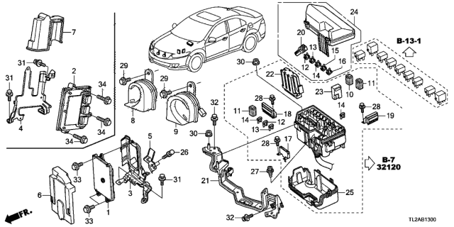 2014 Acura TSX Relay Unit Diagram for 38254-TA0-003