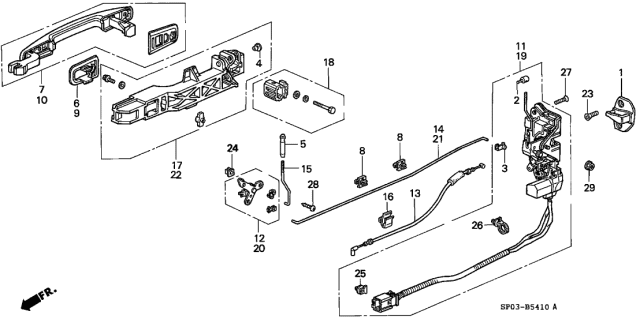 1993 Acura Legend Passenger Side Outside Handle (Frost White) Diagram for 72148-SP0-A11ZA