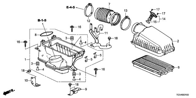 2021 Acura TLX Air Cleaner Element Assembly Diagram for 17220-5J6-A10