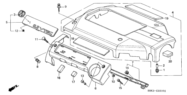 2000 Acura TL Plate, Design Diagram for 17125-P8E-L00