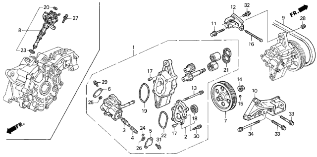 1994 Acura Vigor Nut Power Steering Pump Pully Diagram for 90305-PT0-000