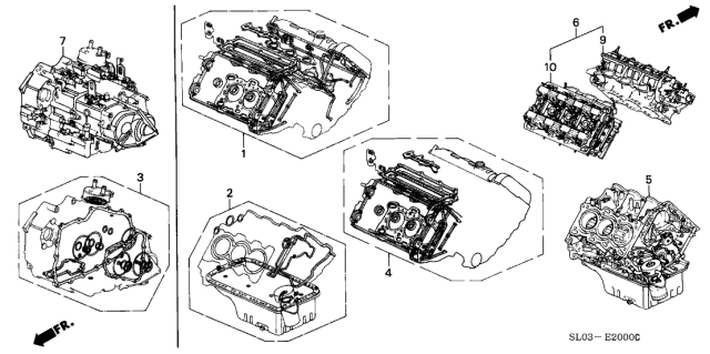 2000 Acura NSX Engine Sub-Assembly, Front Cylinderhead Diagram for 10004-PR7-A01