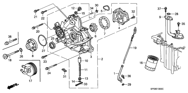 1995 Acura Legend Main Oil Gallery Gasket Diagram for 15115-PY3-000