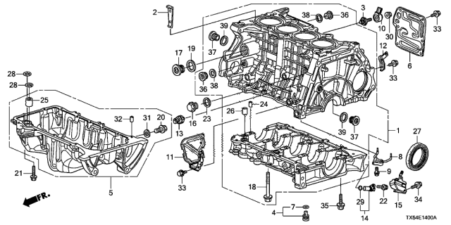 2014 Acura ILX Oil Pan Assembly Diagram for 11200-R0A-000