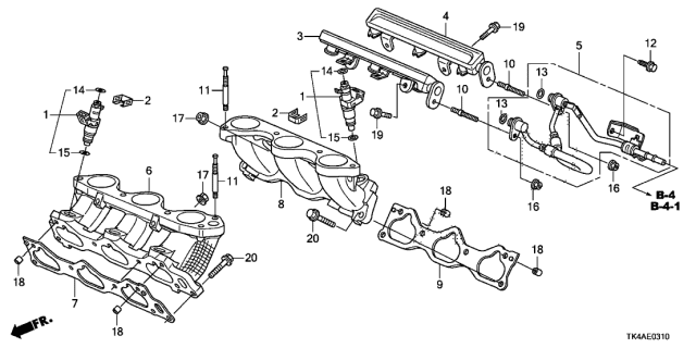 2014 Acura TL Front Fuel Pipe Diagram for 16610-RN0-A01