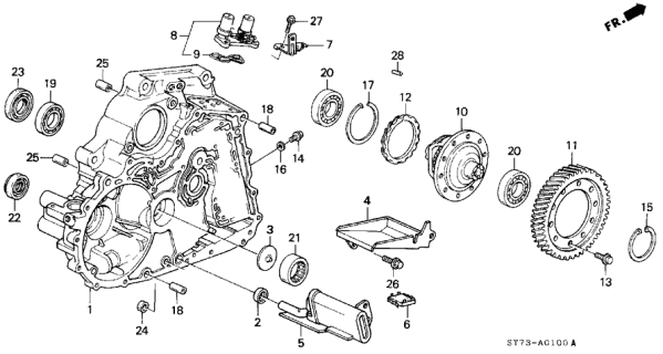 1996 Acura Integra Case, Differential Diagram for 41010-PL4-315