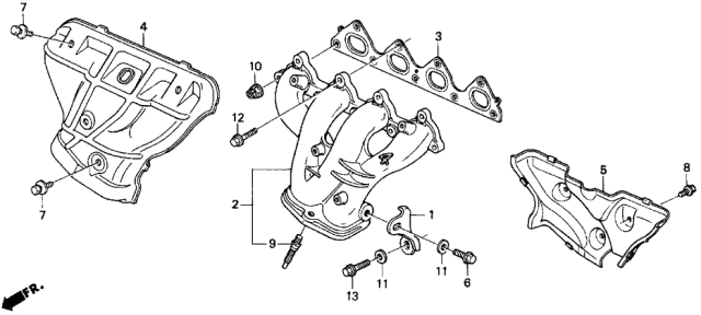 1996 Acura Integra Manifold Assembly, Exhaust Diagram for 18100-P75-A00