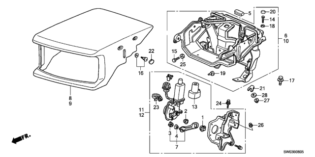 2001 Acura NSX Motor Assembly, Driver Side Retractable Diagram for 76155-SL0-A02