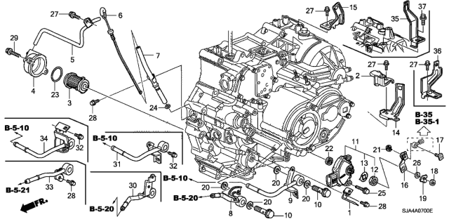2005 Acura RL Pipe, Dipstick (ATF) Diagram for 25613-RJB-000