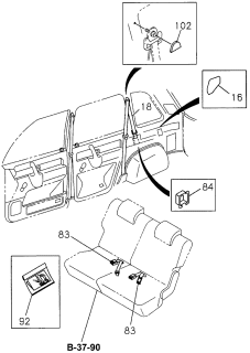 1997 Acura SLX Rear Outer Belt Seat Diagram for 8-97153-447-3