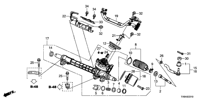 2018 Acura ILX Tie Rod End, Regular Diagram for 53540-TR0-A02