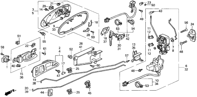 1998 Acura CL Bolt Lock Striker Diagram for 90120-SV4-000