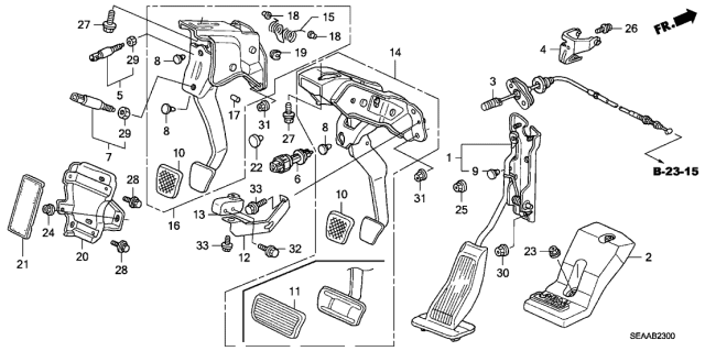 2008 Acura TSX Bracket, Footrest Diagram for 46991-SDA-G00