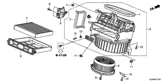 2008 Acura RL Blower Sub-Assembly Diagram for 79305-SJA-A02