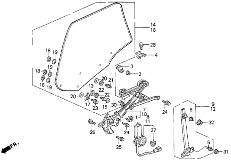 1992 Acura Vigor Bolt, Door Adjust Diagram for 72249-SL4-003