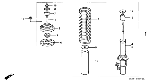 1993 Acura Integra Shock Absorber Mounting Base (Showa) Diagram for 51675-SK7-004