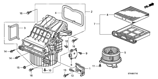 2009 Acura RDX Stay, Heater Diagram for 79026-STK-A00