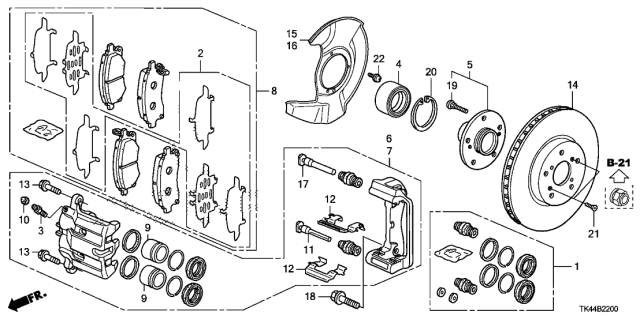 2010 Acura TL Front Disc Brake pad Set (17In,28T) Diagram for 45022-SJC-A02