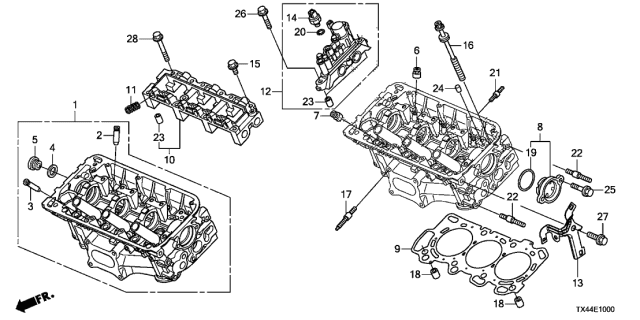 2014 Acura RDX Front Cylinder Head Diagram