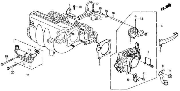 1988 Acura Integra Throttle Body Assembly (Gf28A) Diagram for 16400-PG7-A01