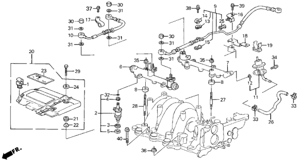 1987 Acura Legend Flow Matched Fuel Injectors Diagram for 16450-PH7-015