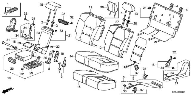 2012 Acura MDX Middle Seat Diagram 1