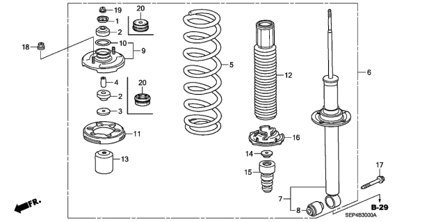2006 Acura TL Rear Shock Absorber Assembly Diagram for 52610-SEP-A06