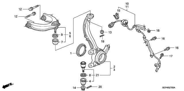 2004 Acura TL Abs Wheel Speed Sensor Front Left Diagram for 57455-SEP-A01