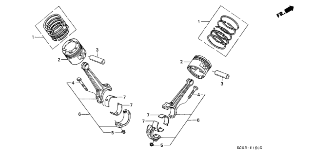 1988 Acura Legend Ring Set, Piston (Over Size) (0.50) (Riken) Diagram for 13031-PL2-004