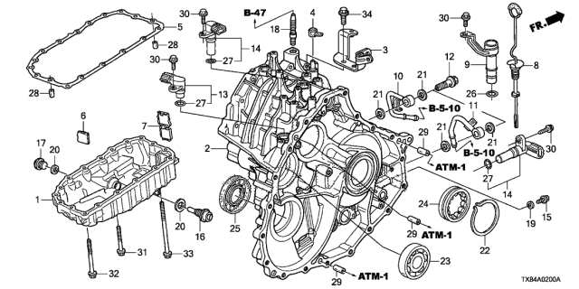 2014 Acura ILX Hybrid Bearing, Needle (44X73X17.5) Diagram for 91101-RTY-003