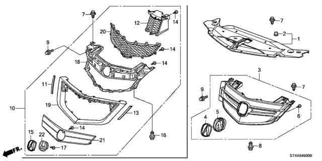 2013 Acura MDX Front Grille Base Diagram for 75101-STX-A01
