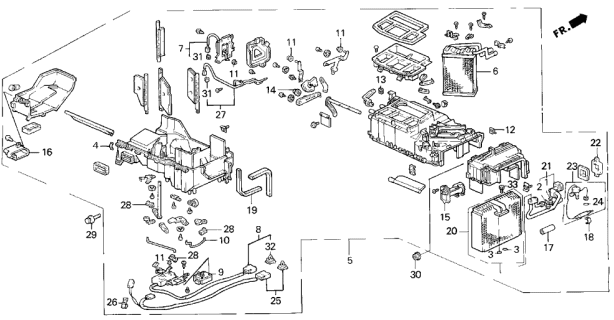 1991 Acura Legend Heater Unit Assembly Diagram for 79100-SP0-A03