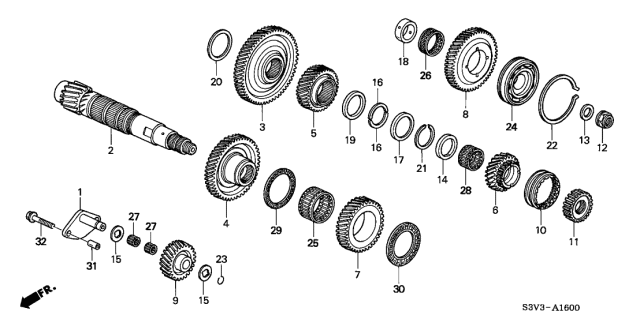 2004 Acura MDX Gear, Countershaft Second Diagram for 23441-RDK-000