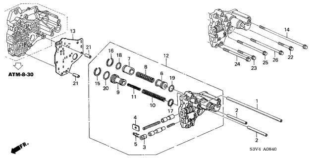 2001 Acura MDX Top Accumulator Separator Plate Diagram for 27712-P7W-000