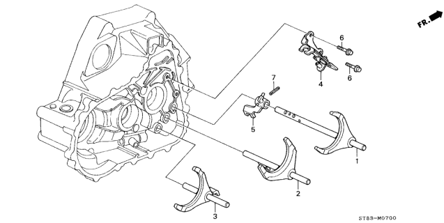 1998 Acura Integra Gearshift Fork (1-2) Diagram for 24220-P80-000