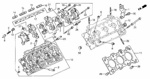 1995 Acura Legend Cylinder Head Assembly, Passenger Side Diagram for 12300-PX9-000