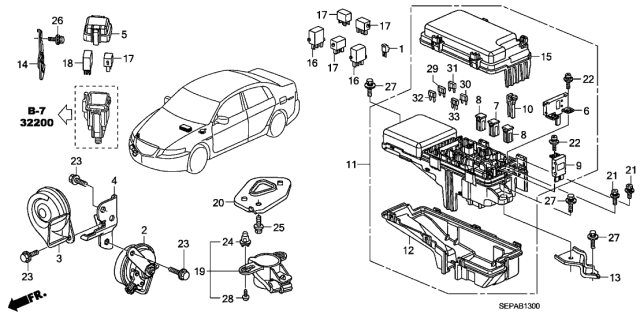 2008 Acura TL Low Horn Assembly Diagram for 38100-SEP-306