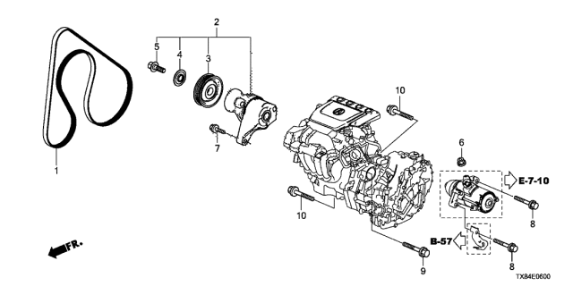 2013 Acura ILX Hybrid Water Pump Belt (Bando) Diagram for 19230-RMX-003